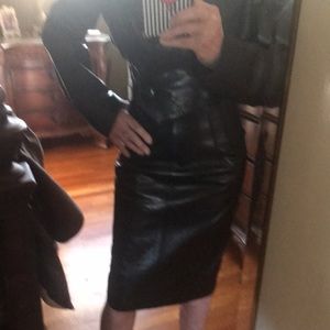 Black leather women’s suit